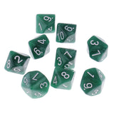 Maxbell 10 Pieces Plastic Multi-sided Dice D10for Party Bar Game Props 0.62'' Green