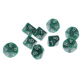 Maxbell 10 Pieces Plastic Multi-sided Dice D10for Party Bar Game Props 0.62'' Green