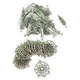 Maxbell 120pcs Vintage Feather Leaf Dream Catcher Charm Pendants Connector DIY Craft