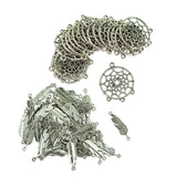 Maxbell 120pcs Vintage Feather Leaf Dream Catcher Charm Pendants Connector DIY Craft