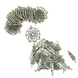 Maxbell 120pcs Vintage Feather Leaf Dream Catcher Charm Pendants Connector DIY Craft
