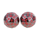 Maxbell Set of 2 Opaque Zinc Alloy Multi-sided Dices D60 Role Paly Game Toys Red 0.47inch