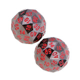 Maxbell Set of 2 Opaque Zinc Alloy Multi-sided Dices D60 Role Paly Game Toys Red 0.47inch