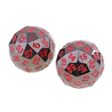 Maxbell Set of 2 Opaque Zinc Alloy Multi-sided Dices D60 Role Paly Game Toys Red 0.47inch