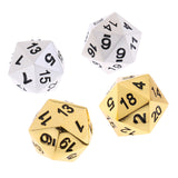 Maxbell 2 Pieces Opaque Zinc Alloy Multi-sided Dices D20 for Card Board Game DIY Props Silver