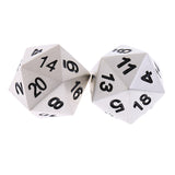 Maxbell 2 Pieces Opaque Zinc Alloy Multi-sided Dices D20 for Card Board Game DIY Props Silver