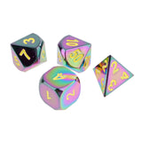 Maxbell 7 Pieces Zinc Alloy D20 D12 D10 D8 D6 D4 Dice with Yellow Number for Dungeons and Dragons MTG RPG 0.62inch