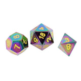 Maxbell 7 Pieces Zinc Alloy D20 D12 D10 D8 D6 D4 Dice with Yellow Number for Dungeons and Dragons MTG RPG 0.62inch