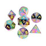 Maxbell 7 Pieces Zinc Alloy D20 D12 D10 D8 D6 D4 Dice with Yellow Number for Dungeons and Dragons MTG RPG 0.62inch