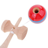 Maxbell Kendama Stripes Wooden Ball Catch Game Wooden Toy Blue Red Blue