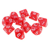 Maxbell 10 pieces 10 Sided Dice D10 Polyhedral Dice Acrylic for Dungeons and Dragons Party Table Games Red