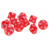 Maxbell 10 pieces 10 Sided Dice D10 Polyhedral Dice Acrylic for Dungeons and Dragons Party Table Games Red