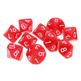 Maxbell 10 pieces 10 Sided Dice D10 Polyhedral Dice Acrylic for Dungeons and Dragons Party Table Games Red