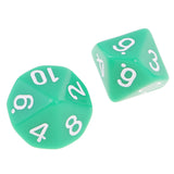 Maxbell 10 pieces 10 Sided Dice D10 Polyhedral Dice Acrylic for Dungeons and Dragons Party Table Games Green