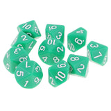 Maxbell 10 pieces 10 Sided Dice D10 Polyhedral Dice Acrylic for Dungeons and Dragons Party Table Games Green