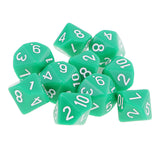 Maxbell 10 pieces 10 Sided Dice D10 Polyhedral Dice Acrylic for Dungeons and Dragons Party Table Games Green