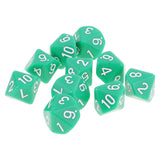 Maxbell 10 pieces 10 Sided Dice D10 Polyhedral Dice Acrylic for Dungeons and Dragons Party Table Games Green