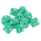 Maxbell 10 pieces 10 Sided Dice D10 Polyhedral Dice Acrylic for Dungeons and Dragons Party Table Games Green