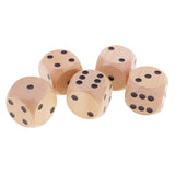 Maxbell 5 Pieces Six Sided Wooden Dice Wood Dices 4cm Set Playing Game Toy Natural