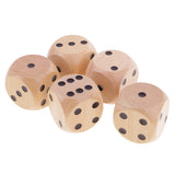 Maxbell 5 Pieces Six Sided Wooden Dice Wood Dices 4cm Set Playing Game Toy Natural