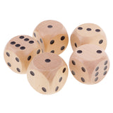 Maxbell 5 Pieces Six Sided Wooden Dice Wood Dices 4cm Set Playing Game Toy Natural