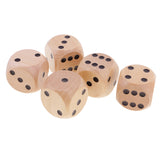 Maxbell 5 Pieces Six Sided Wooden Dice Wood Dices 4cm Set Playing Game Toy Natural