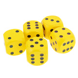 Maxbell 5 Pieces Six Sided Wooden Dice Wood Dices 4cm Set Playing Game Toy Yellow