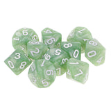 Maxbell 10 pieces 10 Sided Dice D10 Polyhedral Dice for Dungeons and Dragons Party Table Games Green