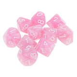 Maxbell 10 pieces 10 Sided Dice D10 Polyhedral Dice for Dungeons and Dragons Party Table Games Pink