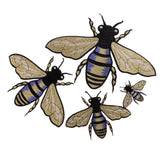 Maxbell 4 Pieces Bee Insect Shape Embroidery Fabric Applique Patch for Sewing on Clothes Costume