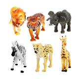 Maxbell Lot 6 Plastic Wild Animals Zoo Safari Figure Model Zebra Lion Tiger Elephant