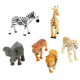 Maxbell Lot 6 Plastic Wild Animals Zoo Safari Figure Model Zebra Lion Tiger Elephant