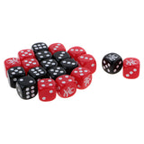 Maxbell 20 Pieces 16mm D6 Dice Six Sided Die Black+Red with White Numbers for Boardgame Accessories