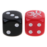 Maxbell 20 Pieces 16mm D6 Dice Six Sided Die Black+Red with White Numbers for Boardgame Accessories