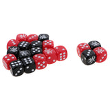 Maxbell 20 Pieces 16mm D6 Dice Six Sided Die Black+Red with White Numbers for Boardgame Accessories