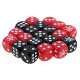 Maxbell 20 Pieces 16mm D6 Dice Six Sided Die Black+Red with White Numbers for Boardgame Accessories