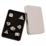 Maxbell 7Pcs Digital Silver Dice Multi-sided D4-D20 for Party Board Game w/ Case Toy