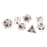 Maxbell 7Pcs Digital Silver Dice Multi-sided D4-D20 for Party Board Game w/ Case Toy