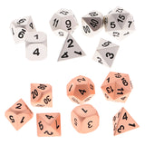 Maxbell 7Pcs Digital Silver Dice Multi-sided D4-D20 for Party Board Game w/ Case Toy