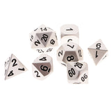 Maxbell 7Pcs Digital Silver Dice Multi-sided D4-D20 for Party Board Game w/ Case Toy