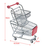 Maxbell Kids Children Pretend Play Mini Double Tier Shopping Entertainment Fun Cart Trolley Home Room Office Decor Toy Gift Red