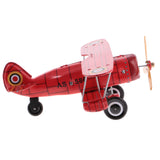 Maxbell Red Wind Up Clockwork Army Aircraft Tin Toy Collectible Gift Home Decor