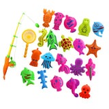 Maxbell 22Pcs Magnetic Fishing Toy Fish Model Set Bath Time Baby Kid Pretend Play Educational