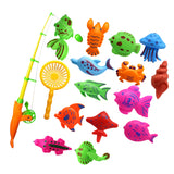 Maxbell 15Pcs Magnetic Fishing Toy Fish Model Set Bath Time Baby Kid Pretend Play Educational