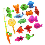 Maxbell 15Pcs Magnetic Fishing Toy Fish Model Set Bath Time Baby Kid Pretend Play Educational