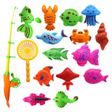 Maxbell 15Pcs Magnetic Fishing Toy Fish Model Set Bath Time Baby Kid Pretend Play Educational