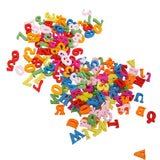 Maxbell 200 Pieces Wooden Capital Letters and Numbers Sewing Buttons Pendants DIY Crafts