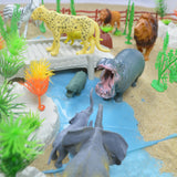 Maxbell Pack of 100 Plastic Zoo Animal Model Hippo Lion Tiger Tree Model Kid Party Bag Fillers