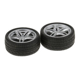 Maxbell 2 Pieces 48mm Toy Wheels Flat Drift Tyres DIY Car Spare Parts for Model Making