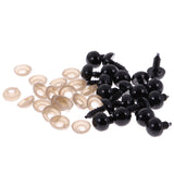 Maxbell 100 Pieces 6-12mm 5 Sizes Solid Black Plastic Safety Eyes for Teddy Bears Soft Animal Toys Kids Craft